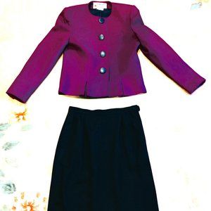 Vintage Peabody House Int'l  Women's Purple Wool Blend Skirt Suit Size 7/8